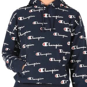 Champion Black Signature All Over Print Reverse Weave MEDIUM Sweatshirt Shirt